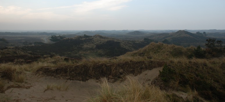 Am See und Strand von Borsmose mit den Mittelspitzen von der Rosteige 13