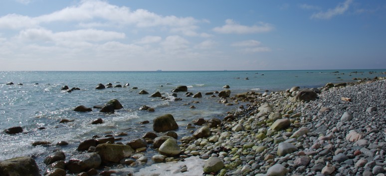 Am Strand vom Mons Klint mit den Mittelspitzen von der Rosteige - 22